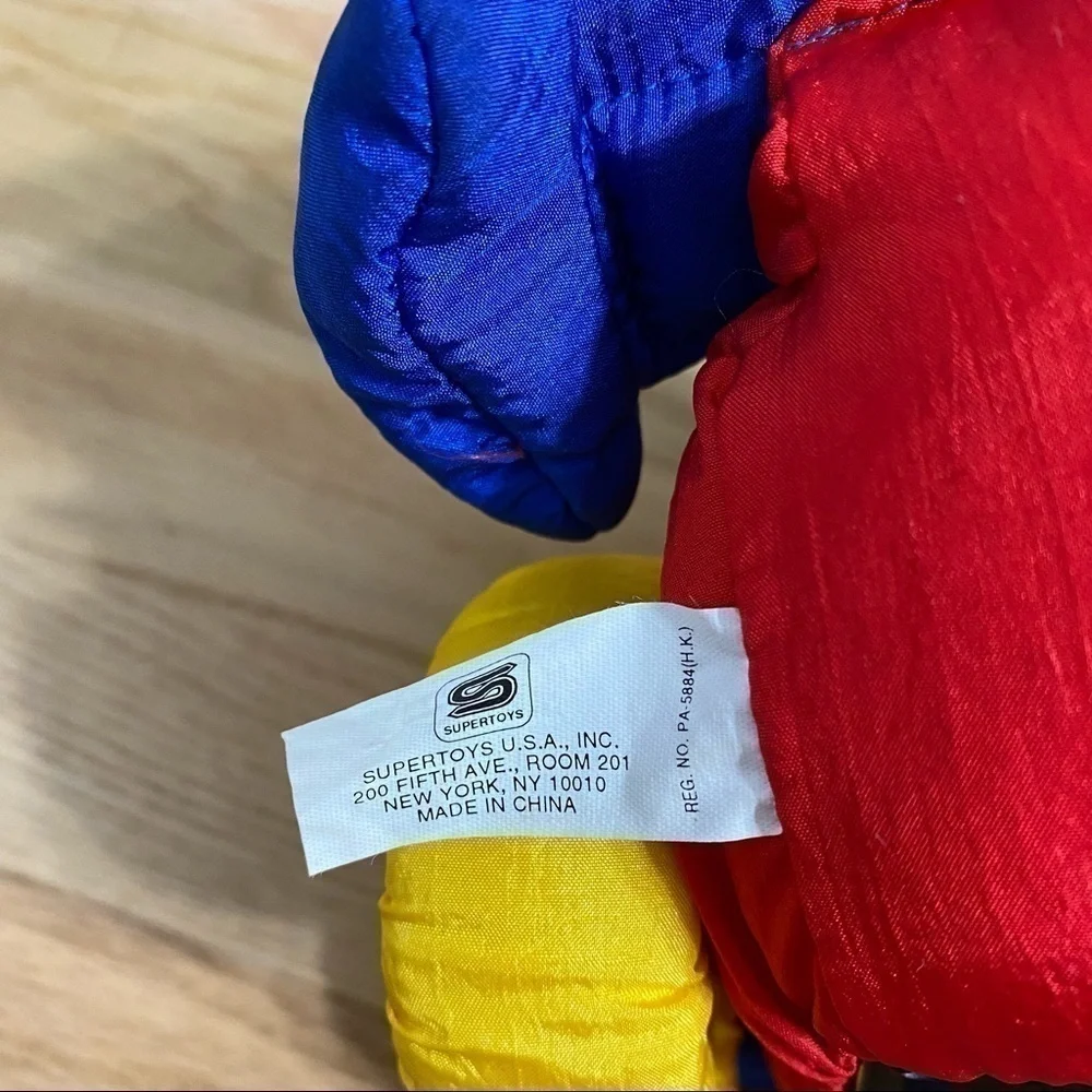 Mushy Mover Vintage Nylon Race Car Blue Red Plush